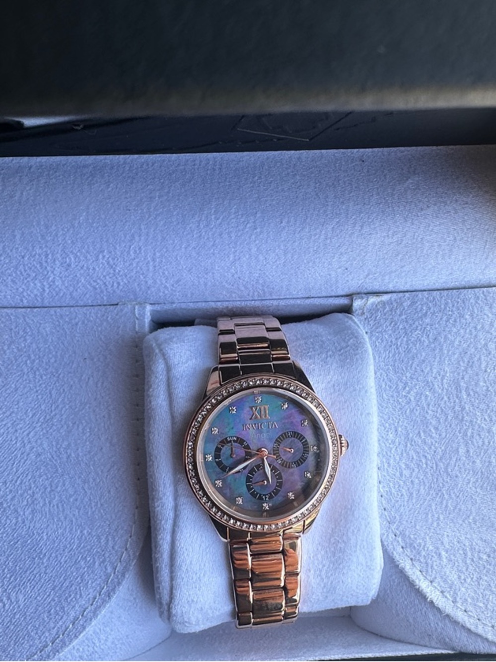 Invicta Rose Gold Tone Bracelet Watch with Iridescent Mother-of-Pearl Dial